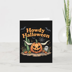 Cartão Howdy Halloween Pumpkin Skull Desert Western Scens
