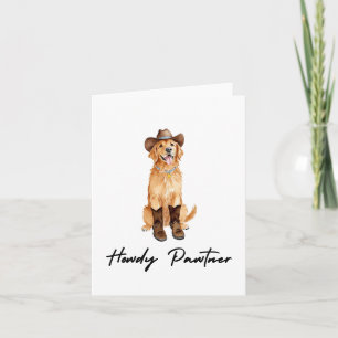 Cartão Howdy Pawtner Ouro Retriever Watercolor