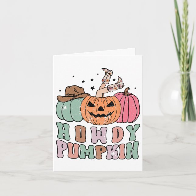Cartão Howdy Pumpkin Western Fall Rodeo Halloween (Frente)