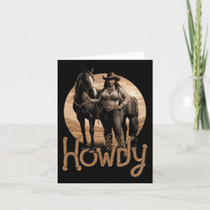 Cartão Howdy Western Black Cowgirl Mulher Americana Afric