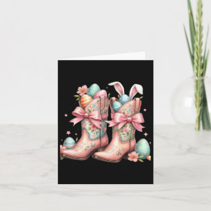 Cartão Howdy Western Easter Bunny Coquette Cowboy Boots E