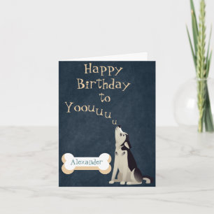 Cartão Howling Husky Puppy Birthday Card Editable