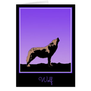 Cartão Howling Wolf at Sunset - Arte original sobre a vid