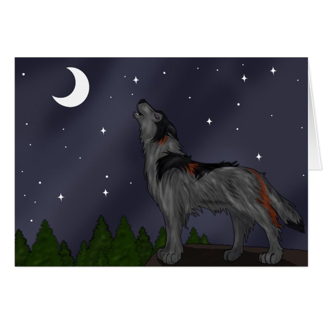 Cartão Howling Wolf (Cinza) (Frente Horizontal)
