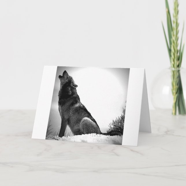 Cartão Howling Wolf in Snow (Frente)
