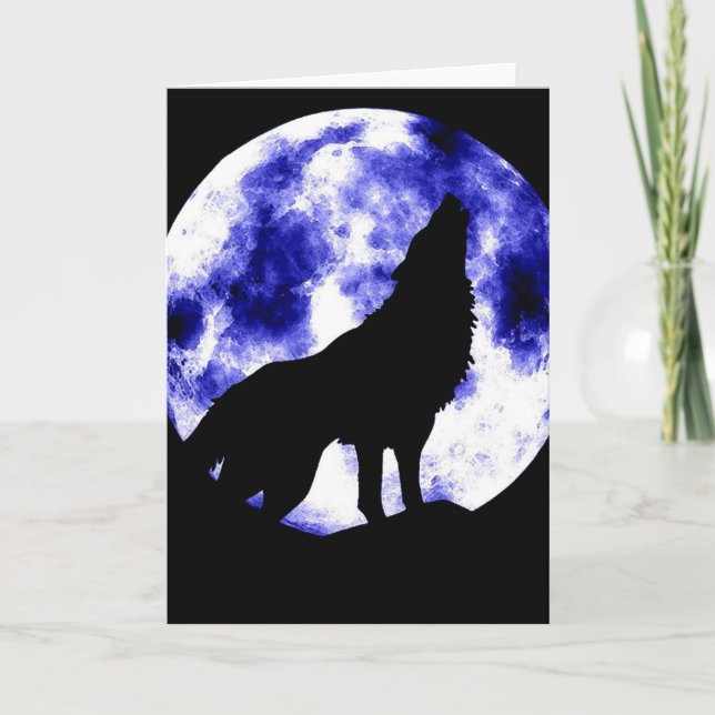 Cartão Howling Wolf na Lua (Frente)