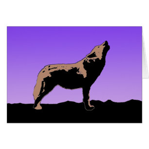 Cartão Howling Wolf no Sunset - Arte Original da Vida Sel
