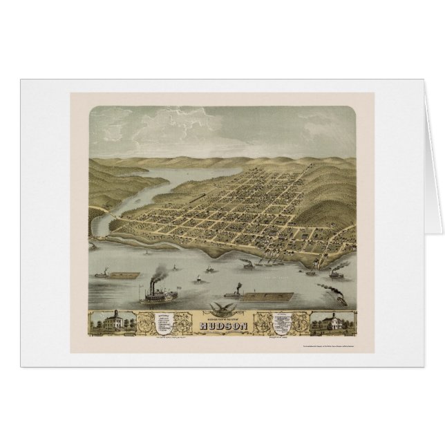 Cartão Hudson, mapa panorâmico dos WI - 1870 (Frente Horizontal)