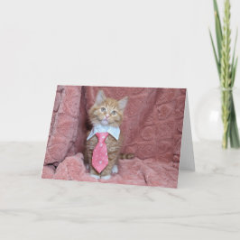 Cartão Huey, o gatinho em uma gravata rosa
