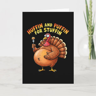 Cartão Huffin And Puffin Turkey Trot Dia de Ação de Graça