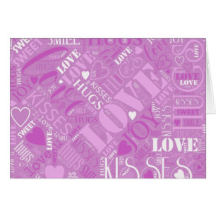 Cartão Hugs e Kisses Word Cloud Orchid ID286