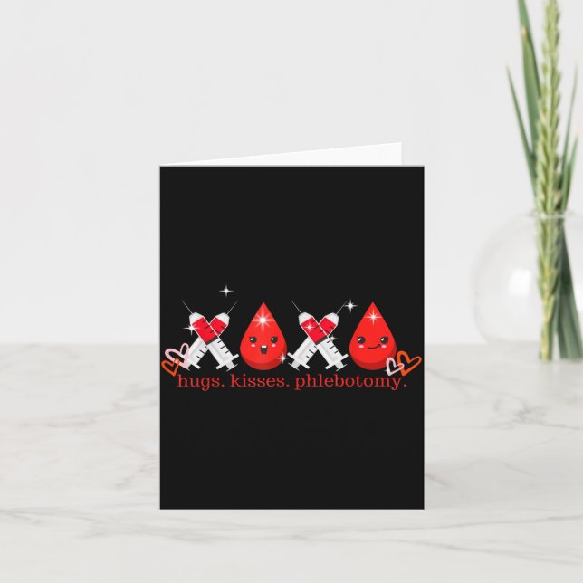 Cartão Hugs Kiss Phlebotomy Valentines Phlebotomist Lab T (Frente)