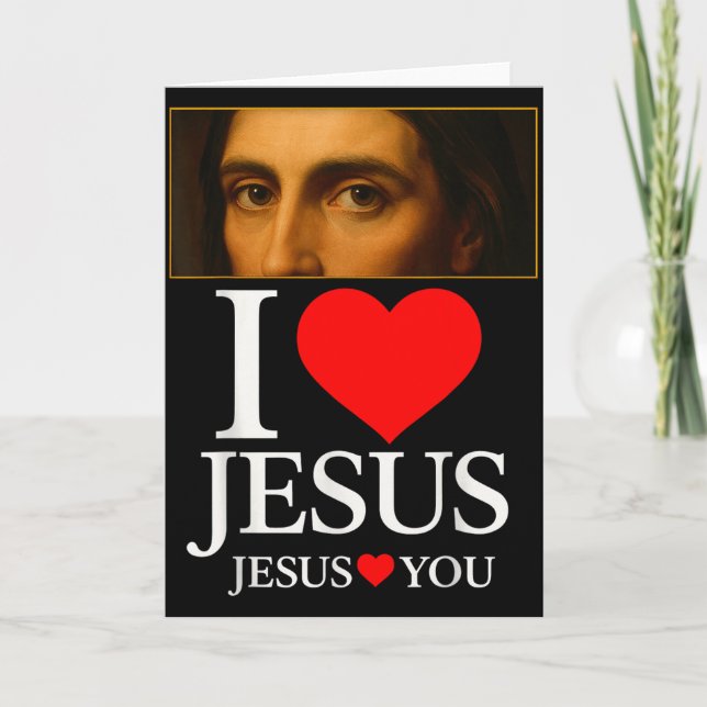 Cartão Hugvyn I Love Jesus I Heart Jesus Faith American C (Frente)