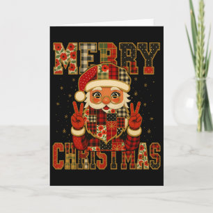 Cartão Hugvyn Natal Papai Noel Feliz de Patchwork Chris