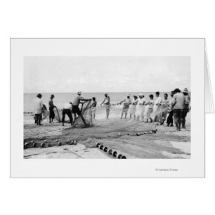 Cartão Hukilau Nets men Pesca Fotografia do Surf Havaí