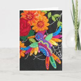 Cartão Hummiingbird Felt Sequin Beads Stitched Pretty 