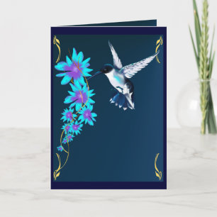 Cartão Humming Bird In Blue Card