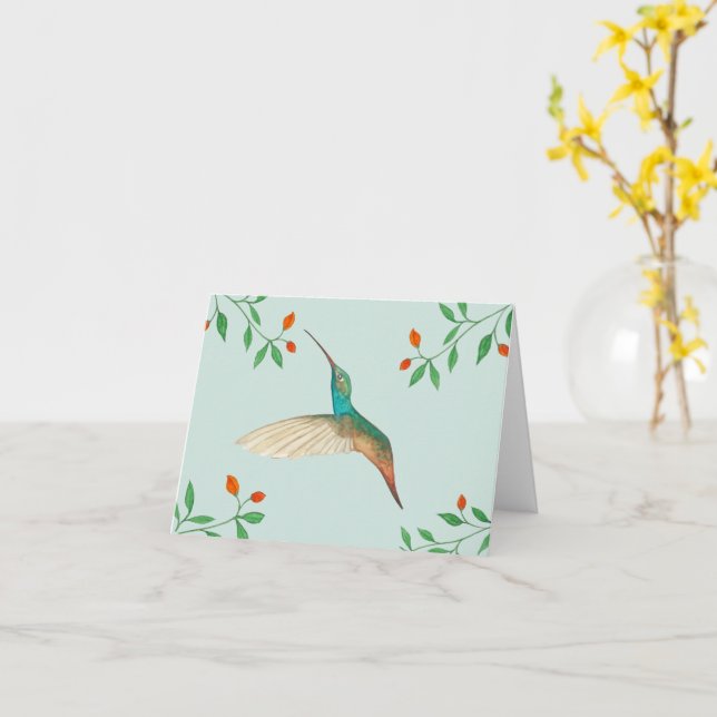 Cartão Hummingbird and Flowers (Flor Amarela)