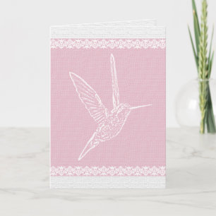 Cartão Hummingbird branco e rosa