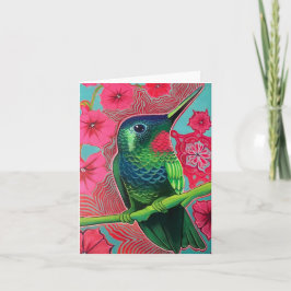 Cartão Hummingbird com Petunias