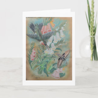 cartão - Hummingbird e Moth