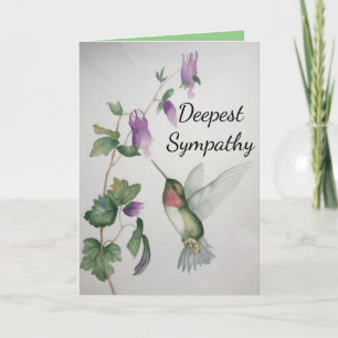 Cartão Hummingbird Garden Deepest Sympathy Watercolor