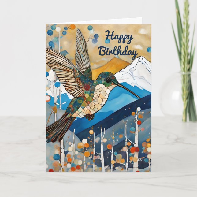 Cartão Hummingbird Happy Birday (Frente)