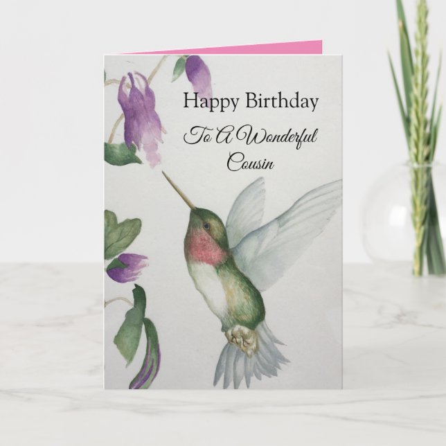 Cartão Hummingbird Maravilhoso do Primo Birthday (Frente)