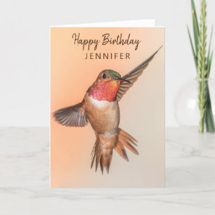 Cartão Hummingbird Nome Personalizado Feliz Aniversário