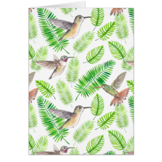 Cartão Hummingbirds and tropical leaves