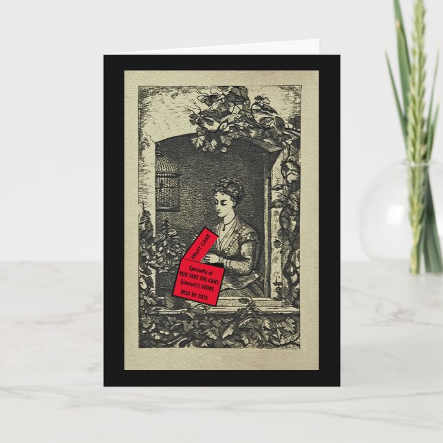 Cartão Humor/Amigo Aniversário/FrutaBolo/Vintagem (Frente)