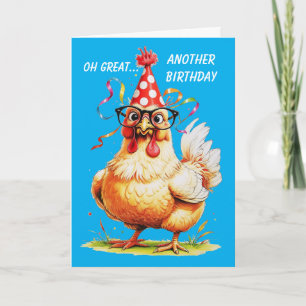 Cartão Humor de aniversário arcaico com frango