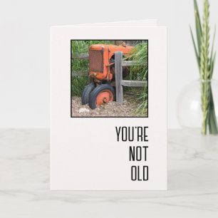 Cartão Humor de Aniversário com Trator Antigo Vintage