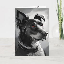 Cartão Humor de Aniversário do Cachorro Negro e Silver