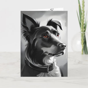 Cartão Humor de Aniversário do Cachorro Negro e Silver