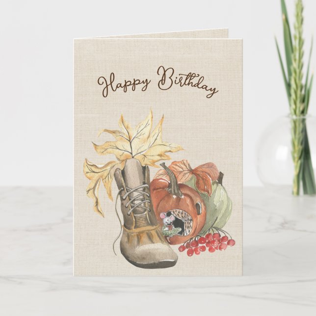 Cartão Humor de Aniversário do Rato de outono (Frente)