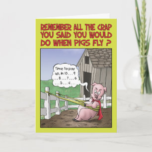Cartão Humor de Aniversário, Quando Os Suínos Voam