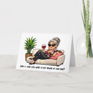 Cartão Humor de Aniversário Senhora Idosa Glamurosa Com V