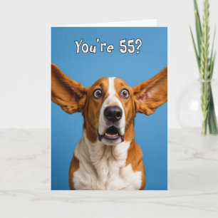 Cartão Humor de Cachorro Basset de 55 Anos de Idade