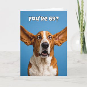 Cartão Humor de Cachorro Basset Hound Aniversário de 69 a