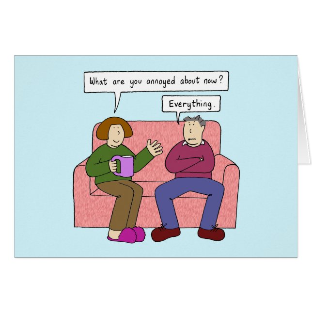Cartão Humor de Cartoons Grumpy Men (Frente Horizontal)