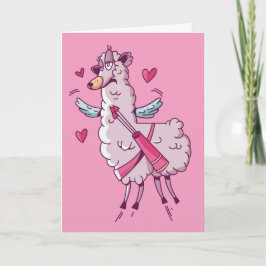 Cartão Humor de Dia dos Namorados com Lhama Cupido