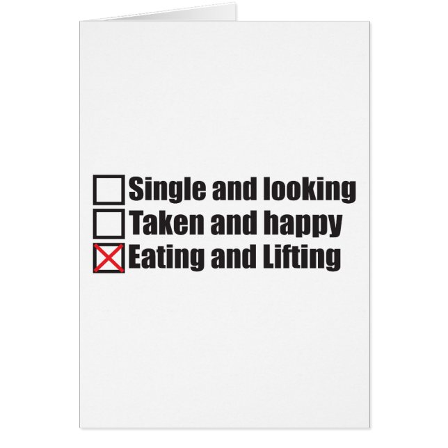 Cartão Humor de Workout - Solteiro vs Tomado vs Levantame (Frente)