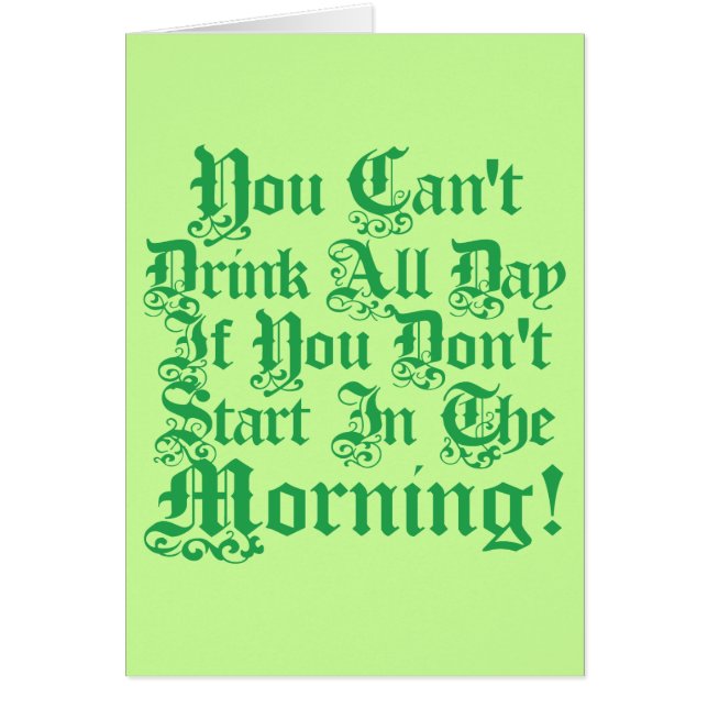 Cartão Humor irlandês do bebendo (Frente)