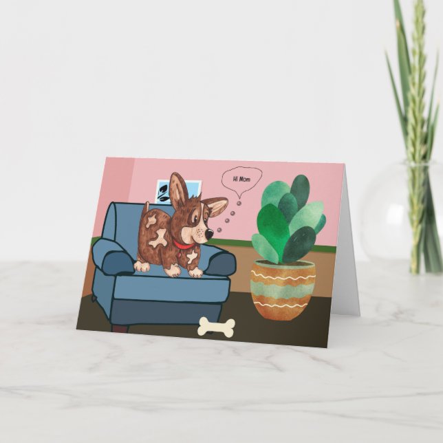 Cartão Humorístico do dia de as mães do Cachorro C (Frente)