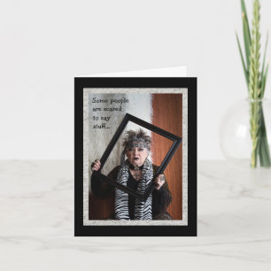 Cartão Humorístico Muito Assustado em Dizer Coisas De Sau