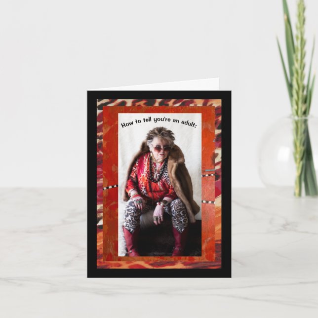 Cartão Humorosamente sabendo se você é um adulto (Frente)