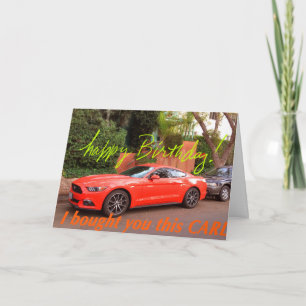 Cartão Humorous Orange Car Birthday Card