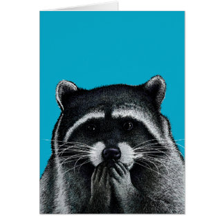 Cartão Hungry Raccoon em azul