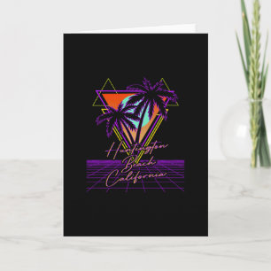 Cartão Huntington Beach Califórnia Retro Anos 80 Vaporwav
